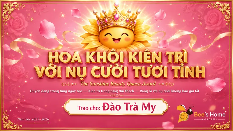 Giấy khen cá nhân hóa Bee's Home — tổng kết năm học