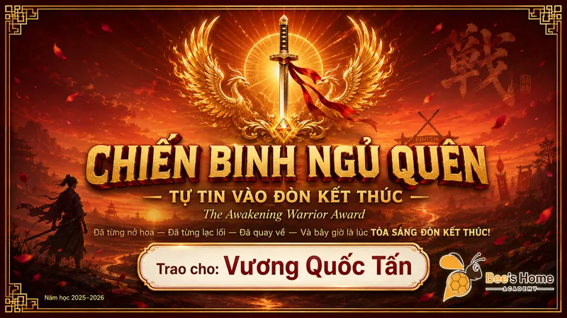 Giấy khen cá nhân hóa Bee's Home — tổng kết năm học