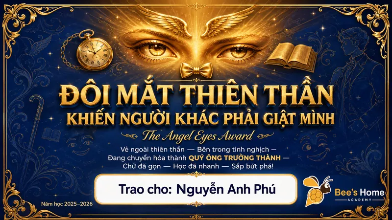 Giấy khen cá nhân hóa Bee's Home — tổng kết năm học